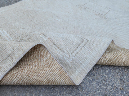 Muted Beige Runner Rug 3x12, Turkish Home Decor Wool Carpet, Hallway Decor