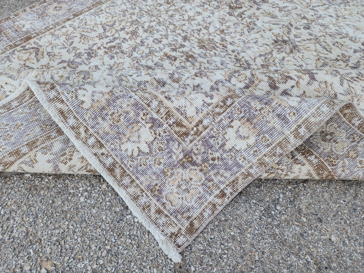 Hand Knotted Oushak Rug 6x9, Neutral Wool Home Decor, Beige Boho Decor