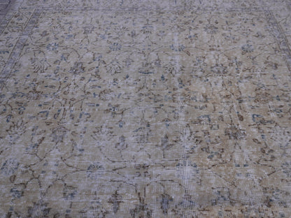 Handwoven Beige Oushak Wool Rug: 5x8 Turkish Boho Area Rug