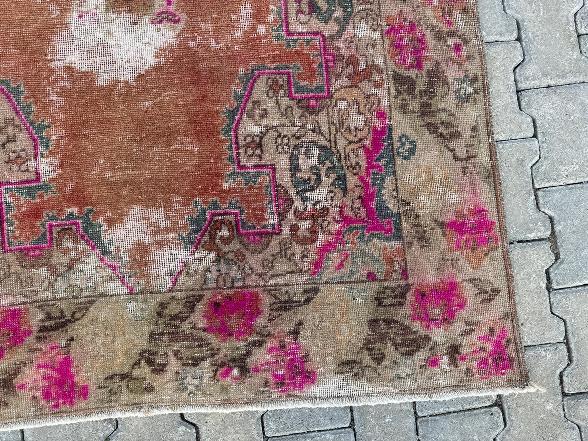 4x7 Handwoven Turkish Oushak Wool Rug: Boho Farmhouse Decor
