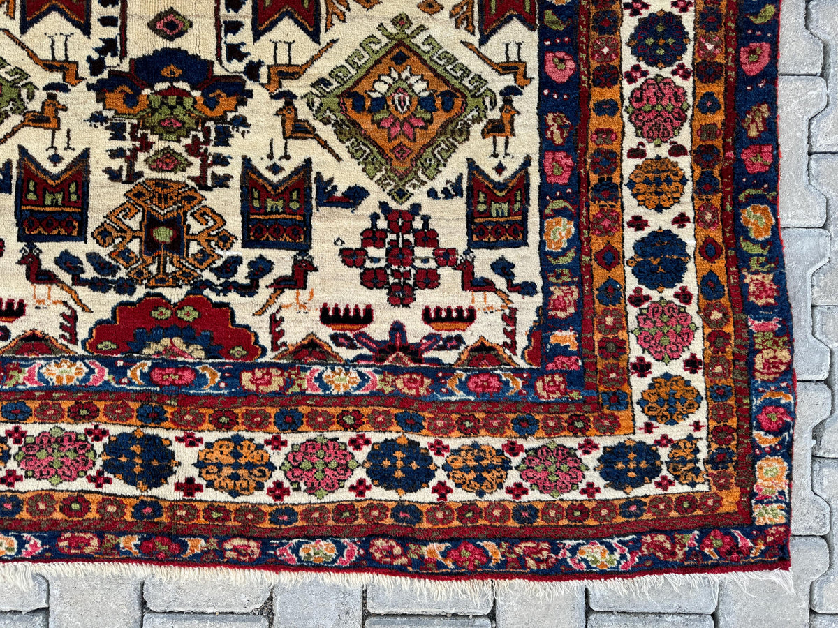 5x8 Antique Turkish Wool Rug: Handcrafted Boho Area Rug