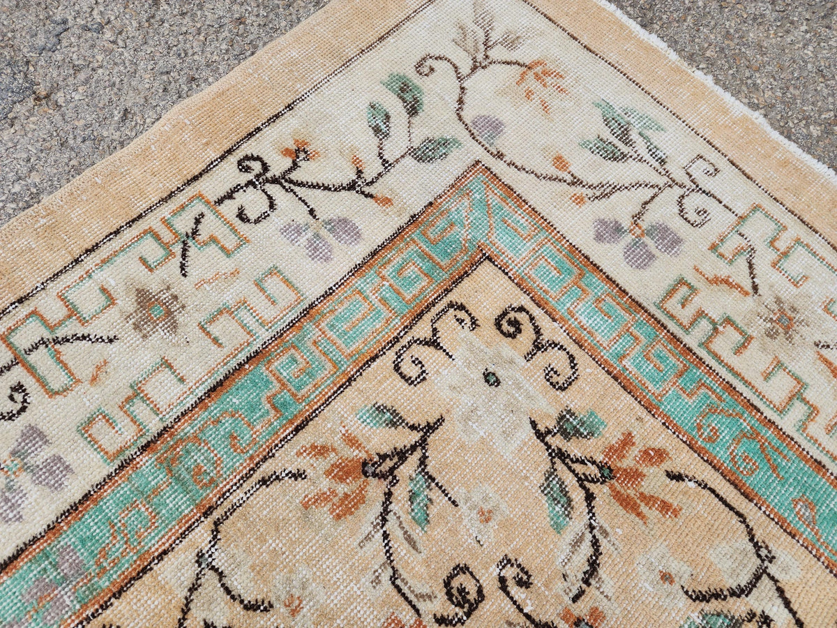 Oushak Rug 7x10, Hand Knotted Turkish Wool Carpet, Living Room Rustic Decor