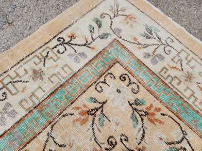 Oushak Rug 7x10, Hand Knotted Turkish Wool Carpet, Living Room Rustic Decor