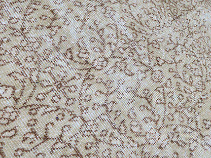 Neutral Vintage Area Rug 6x10, Hand Knotted, Turkish Hand Woven, Beige And Green