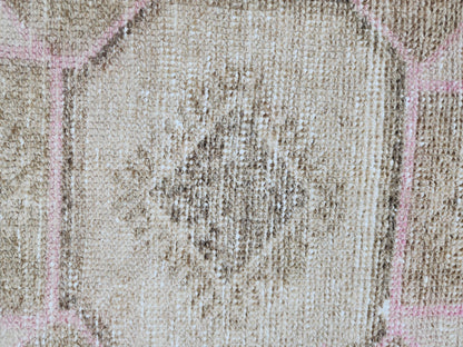 Neutral 3x12 Runner Rug, Turkish Hand Knotted Beige Wool Carpet, Hallway Boho Decor