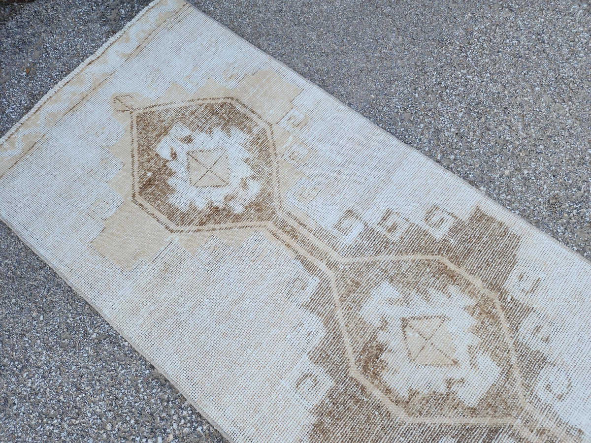 3x12 Neutral Runner Rug, Hallway Bohemian Decor, Up Cycled Wool