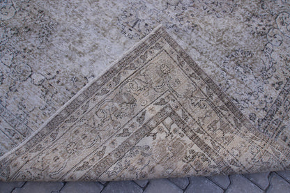 Neutral Area Rug 6x10, Handwoven Oushak Carpet, Grey Turkish Wool & Cotton