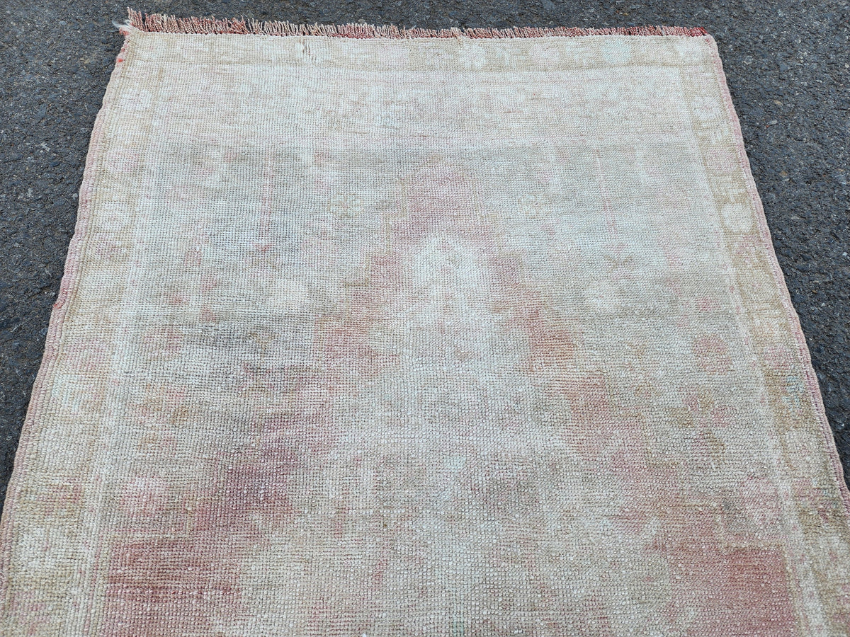 Handwoven Oushak Rug 3x6: Bohemian Turkish Wool Rug