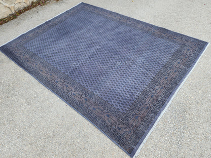 Handmade Wool Rug 6x7: Gray Rustic Boho Decor
