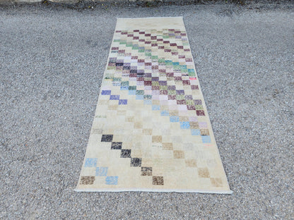 2x7 Turkish Runner Rug: Geometric Farmhouse Hallway Decor, Eco Friendly