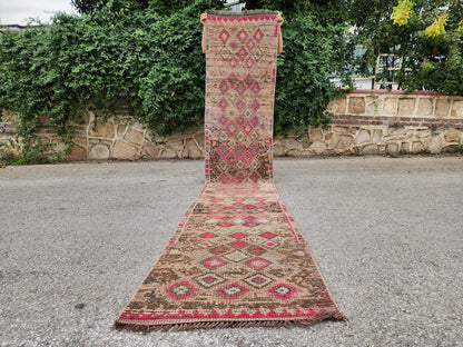 2x13 Geometric Herki Runner Rug, Oriental Hand Made, Stair Wool Soft Runner