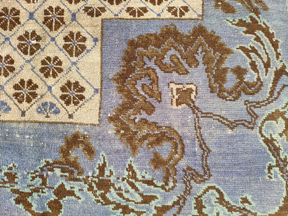 Faded Blue Turkish Runner Rug 4x11: Oriental Hallway Rug