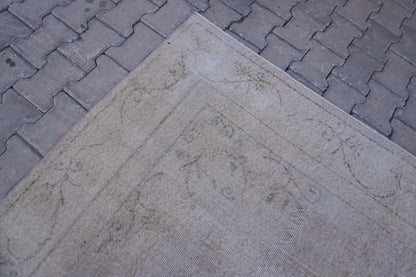 Neutral Area Rug 7x10, Beige Wool Hand Made, Turkish Carpet For Home Decor