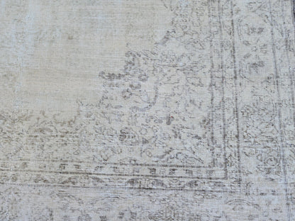 Neutral Area Rug 6x10, Beige and Soft Green, Turkish Hand Knotted, Oriental Home Decor