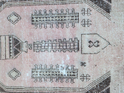 3x10 Neutral Runner Rug, Hand Made Rustic Decor, Bohemian Geometric Design