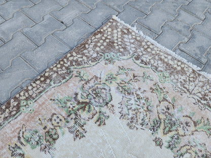 Handwoven Turkish Oushak Rug: 4x7 Wool & Cotton Medallion Rug, Home Rustic Decor