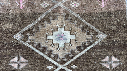 2x11 Wool Runner Rug, Hand Knotted Rustic Decor, Oriental Up Cycled Wool