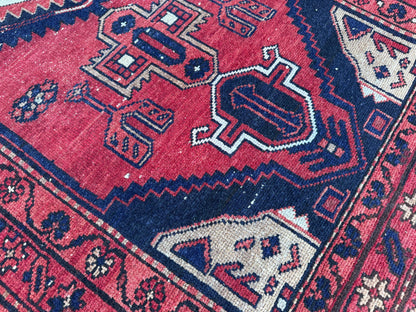 3x10 Geometric Wool Red Runner Rug: Hand Knoteed, Kitchen Decor