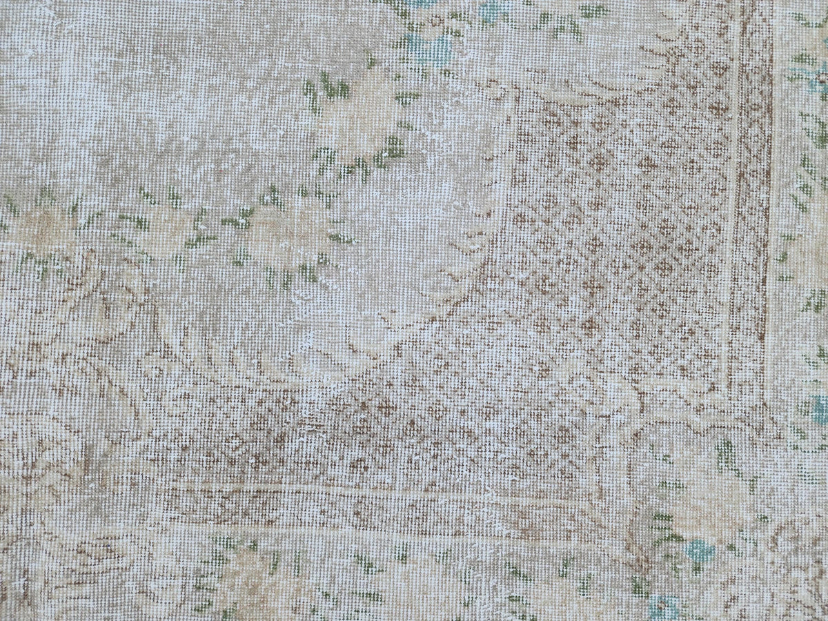 Neutral Area Rug 6x10: Hand Made Rustic Decor, Beige And Brown Turkish Carpet