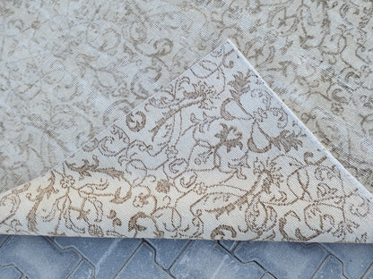 6x9 Vintage Oushak Rug: Hand-Knotted Neutral Bohemian Rug