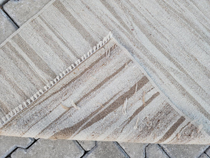 2x11 Neutral Runner Rug, Handwoven Turkish Kilim, Rustic Boho Decor