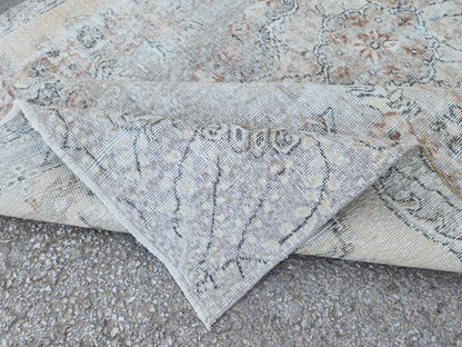 Neutral Oushak Rug 5x9: Turkish Hand Knotted, Dining Room Decor