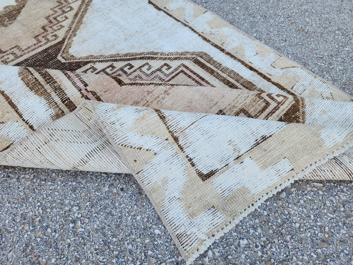 Neutral Runner Rug 3x13: Neutral Boho Hallway Decor, Up Cycled Wool