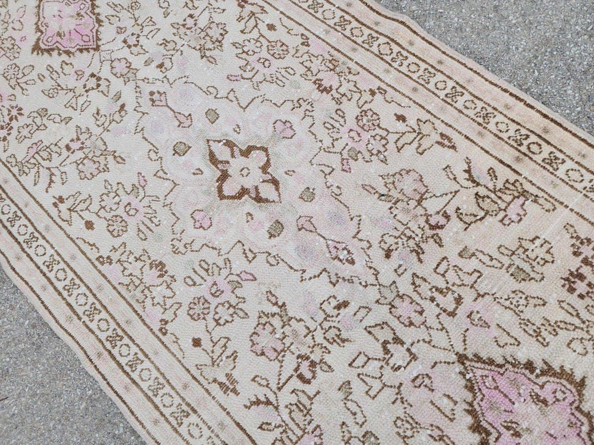 3x9 Neutral Runner Rug, Beige Hand Knotted, Boho Home Decor