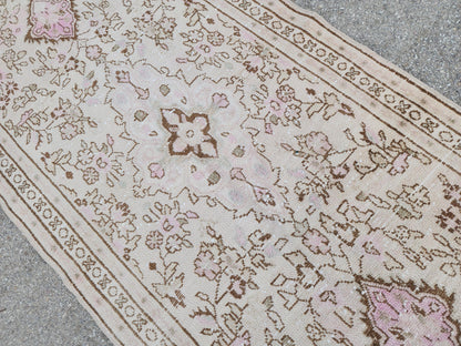 3x9 Neutral Runner Rug, Beige Hand Knotted, Boho Home Decor