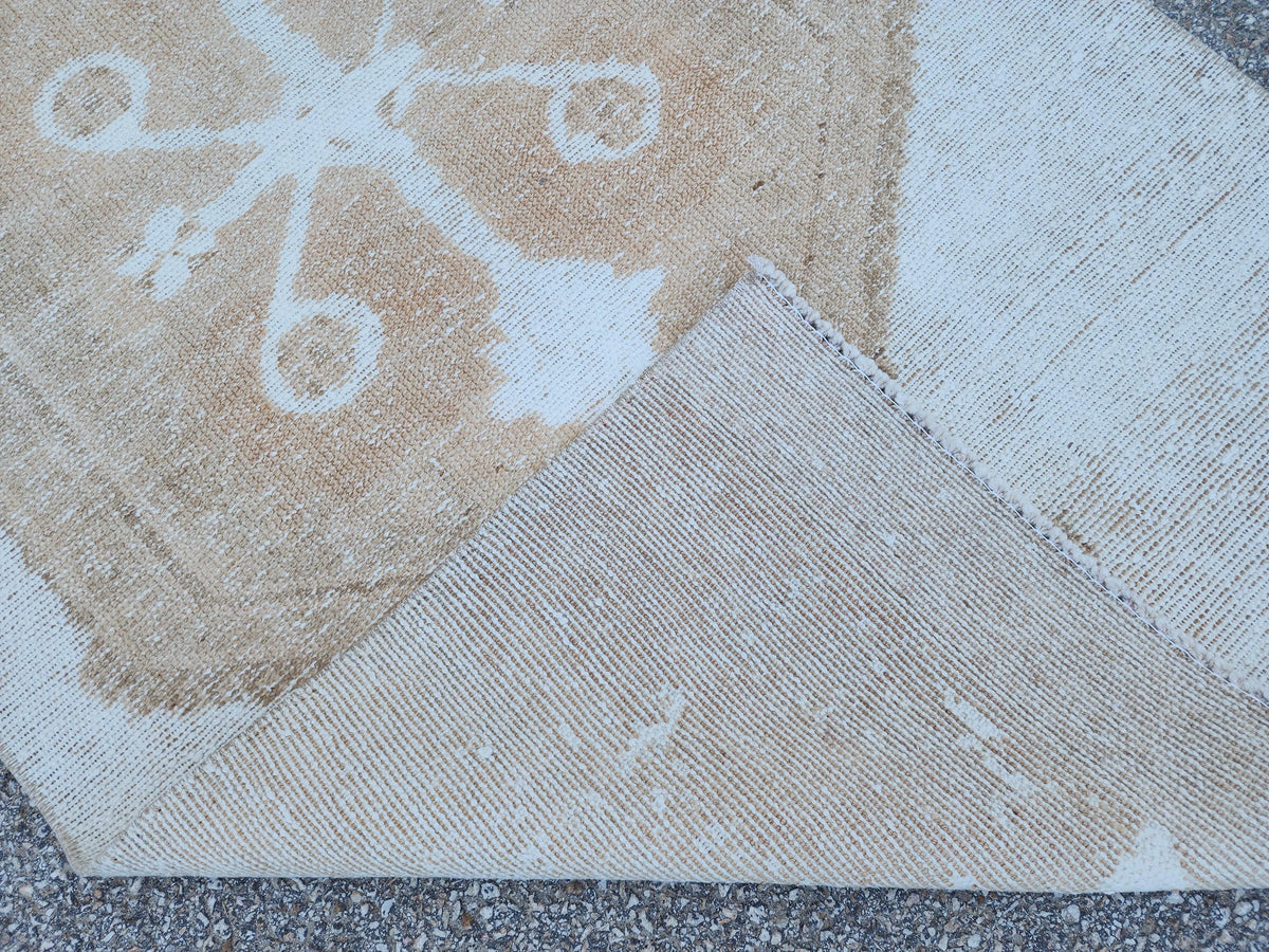 3x12 Neutral Runner Rug: Beige Turkish Handmade Boho Kitchen Decor
