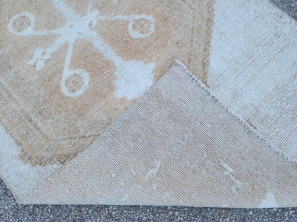 3x12 Neutral Runner Rug: Beige Turkish Handmade Boho Kitchen Decor