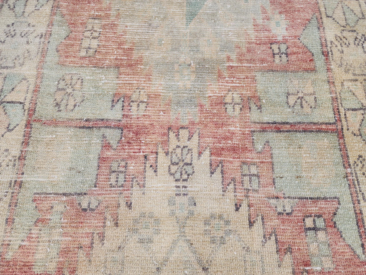 3x8 Vintage Anatolian Rug, Turkish Boho Hand Made Carpet, Hallway Runner