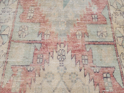 3x8 Vintage Anatolian Rug, Turkish Boho Hand Made Carpet, Hallway Runner
