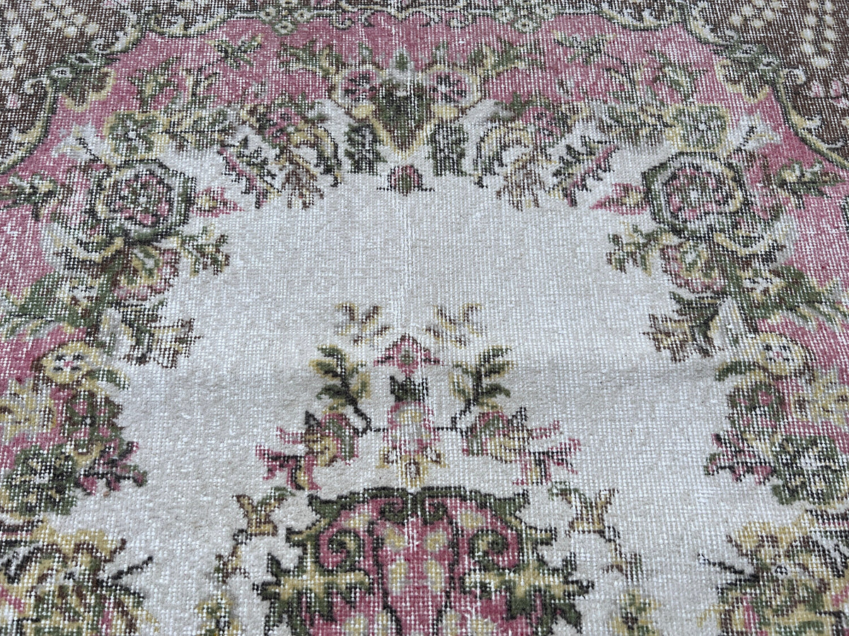 Handwoven Turkish Oushak Rug 4x7: Wool & Cotton Blend