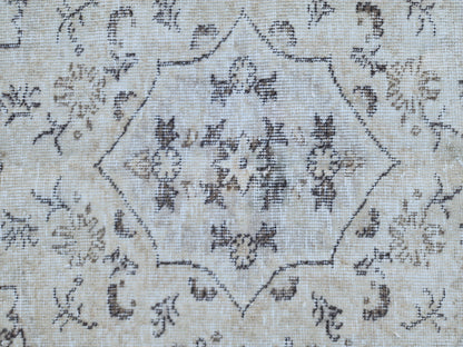 6x9 Oushak Wool Rug: Blue Turkish Vintage Area Rug