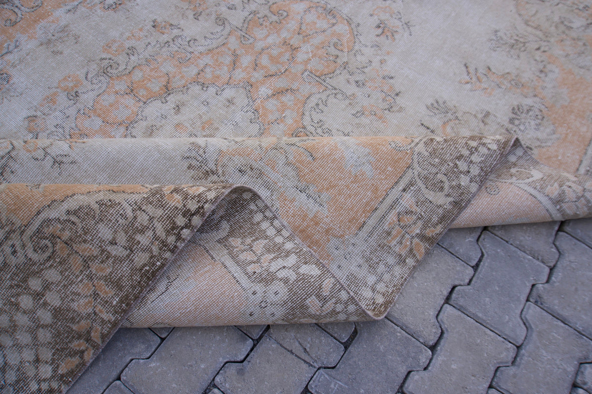 6x10 Vintage Turkish Oushak Rug: Handwoven Wool & Cotton