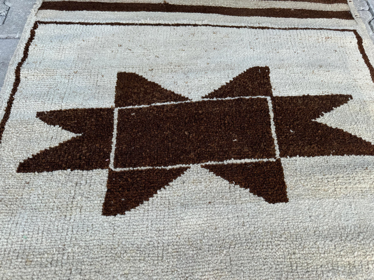3x9 Vintage Turkish Herki Runner Rug: Handwoven Wool Hallway Rug