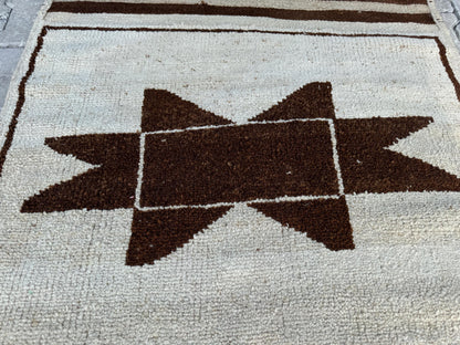 3x9 Vintage Turkish Herki Runner Rug: Handwoven Wool Hallway Rug