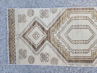 Neutral Turkish Runner Rug 2x9: Vintage Hallway Rug