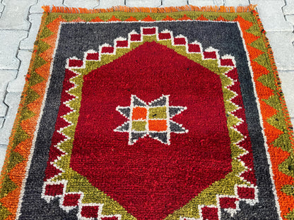 Handwoven Herki Runner Rug: 3x10 Turkish Boho Hallway Decor