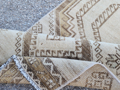 Neutral Turkish Runner Rug 2x9: Vintage Hallway Rug