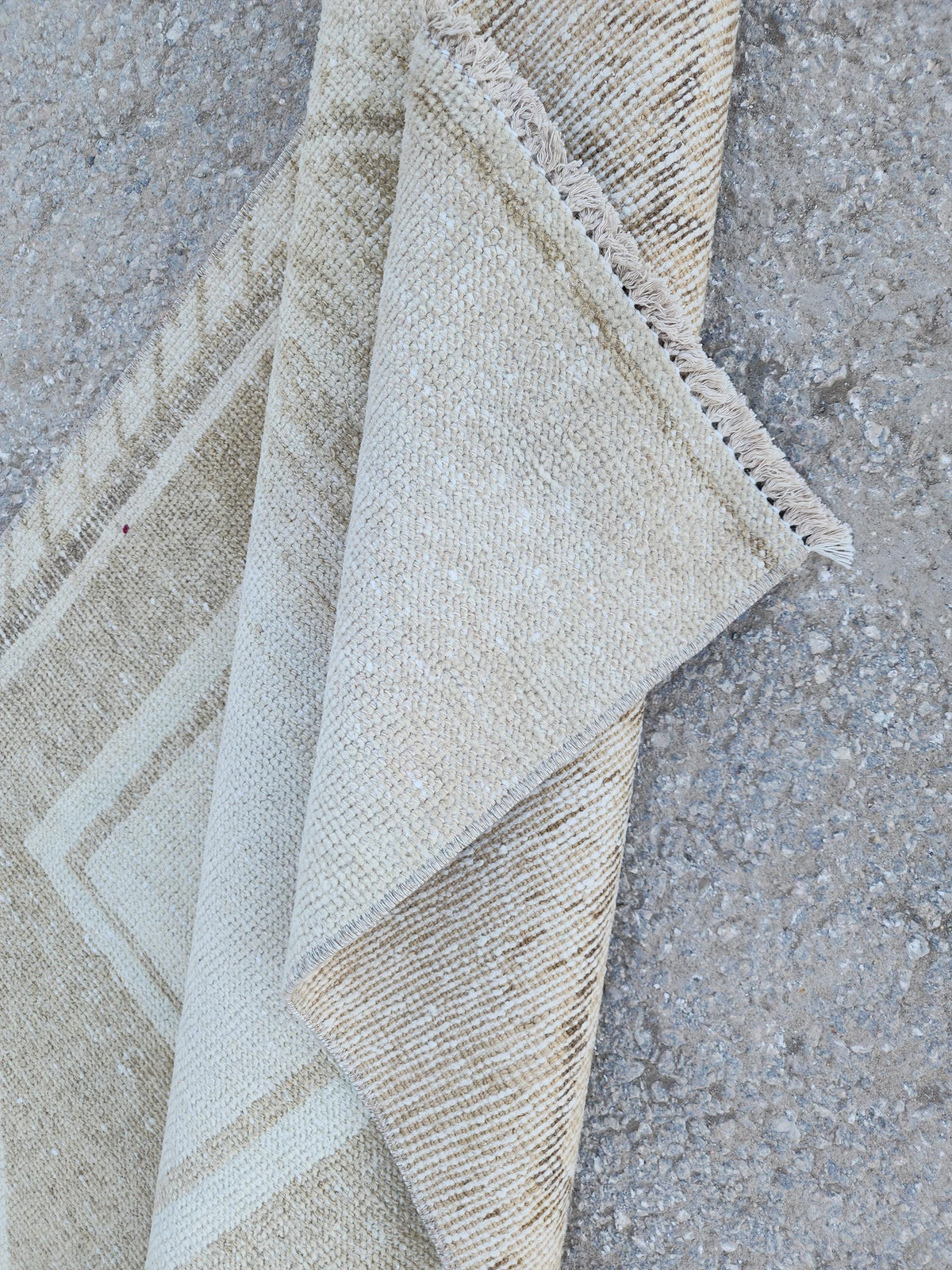 3x12 Turkish Wool Runner Rug: Hand Knotted, Beige and Brown