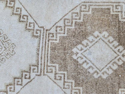 2x12 Neutral Rug, Hand Knotted Wool Turkish Runner, Farmhouse Stair Decor