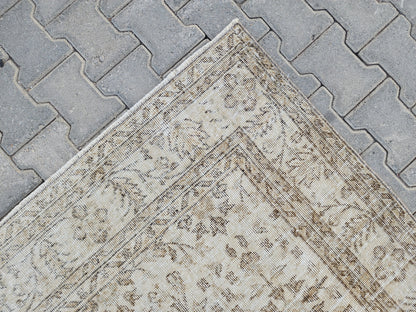 Wool Turkish Rug 6x10: Beige Isparta Rug, Muted Design