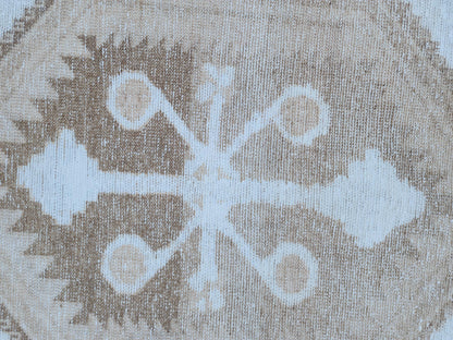3x12 Neutral Runner Rug: Beige Turkish Handmade Boho Kitchen Decor
