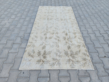 Handwoven Turkish Oushak Rug 3x7: Wool & Cotton Blend