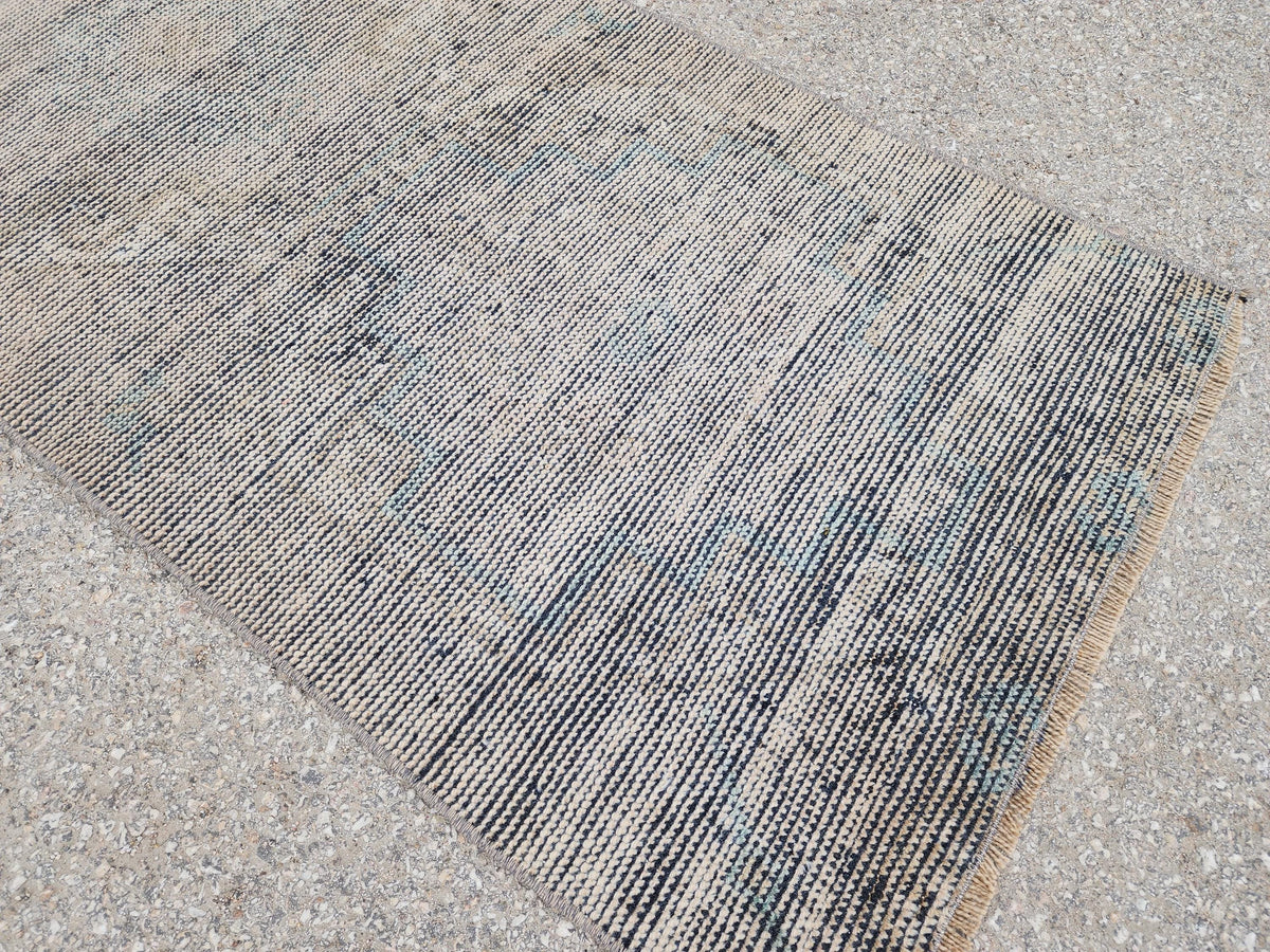 Gray Turkish Wool Runner Rug 2x6: Rustic Oriental Decor