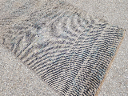 Gray Turkish Wool Runner Rug 2x6: Rustic Oriental Decor
