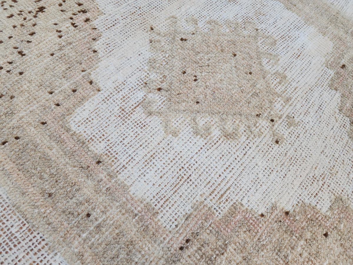 Neutral Runner Rug 3x13, Hand Knotted Rustic Boho Decor, White and Brown