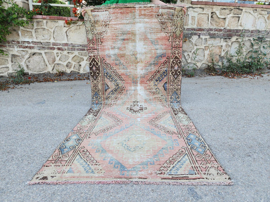 Anatolian Rug 3x7, Turkish Hand Knotted Rustic Decor, Oriental Boho Decor